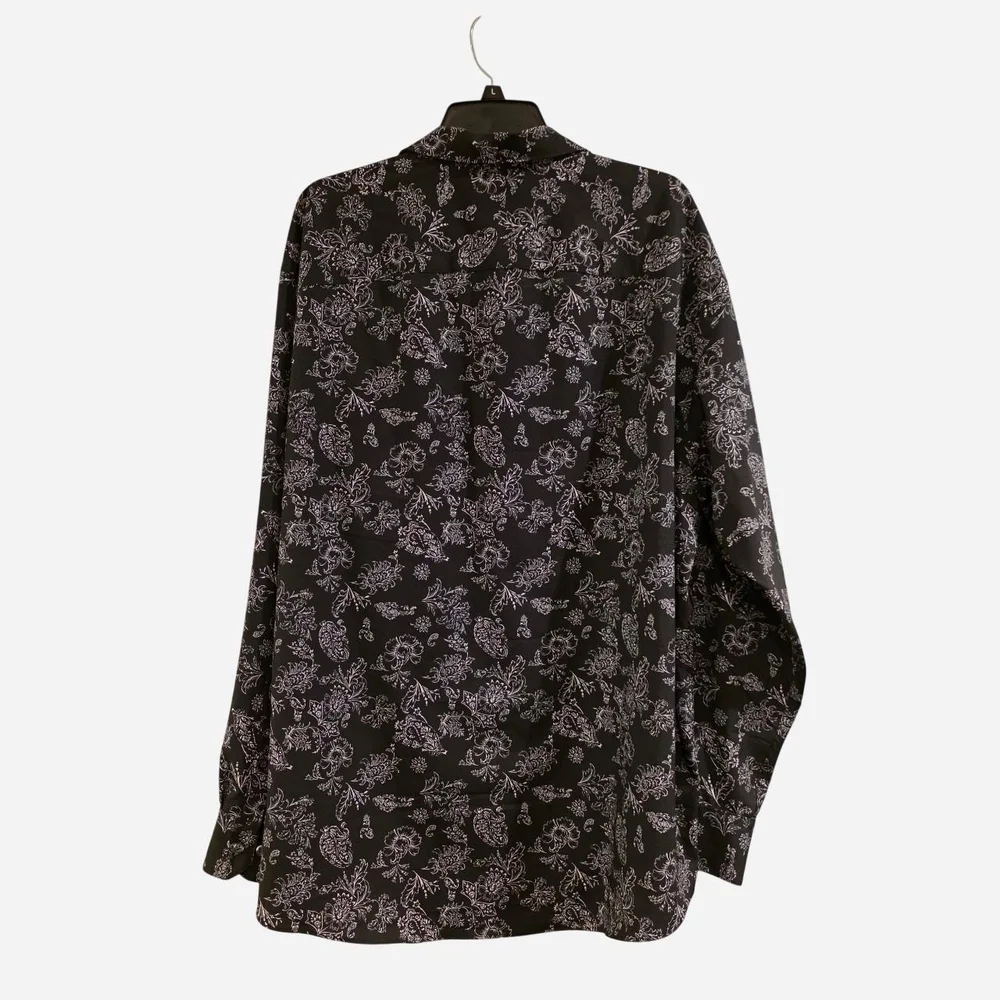 Alfani Black and White Floral Shirt - Picture 3 of 5